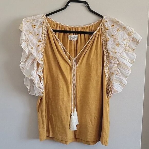 Anthropologie Flutter Sleeve Top - Picture 2 of 3